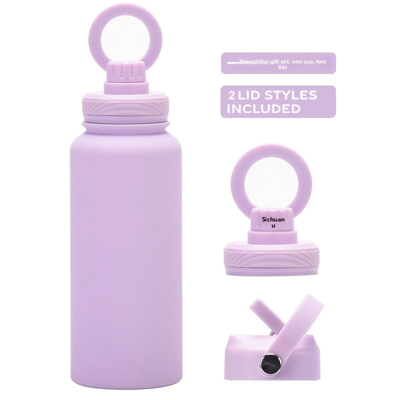Large capacity straw thermos flask