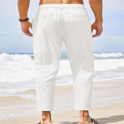 Lightweight casual men's cotton and linen trousers