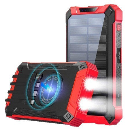 Wireless Charging Solar Power Bank 20000mAh with Dual LED Lights
