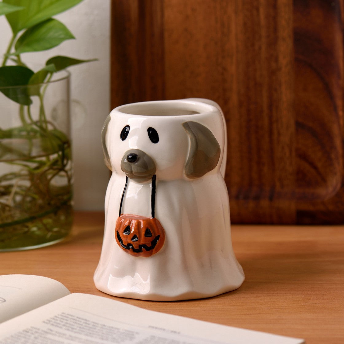 Cute Creative Puppy Hand-Painted Pumpkin Cup