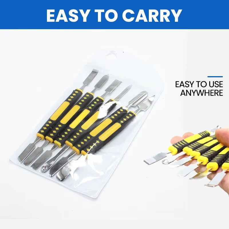 Metal Crowbar 6 Piece Set Mobile Phone Repair Tools Professional Non-Slip Metal Crowbar Metal Flat Soft Blade Crowbar Pry Opener