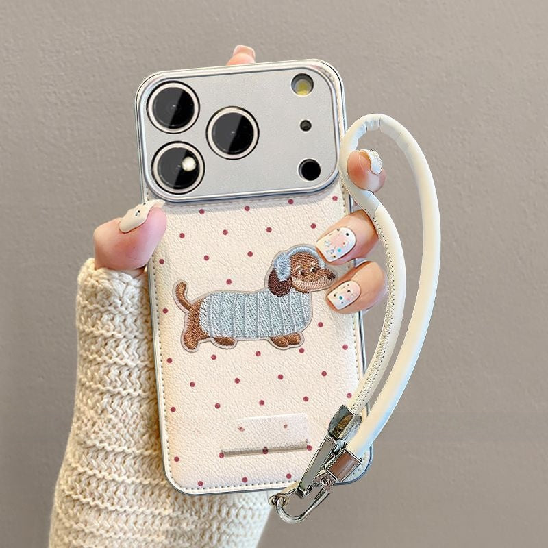Polka dot sweater puppy phone case