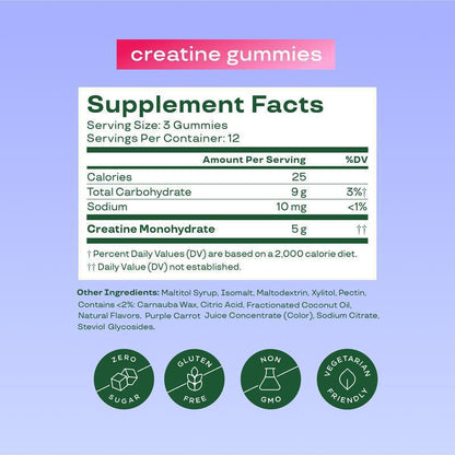 Creatine Gummies Berry Flavor Chewable Supplement