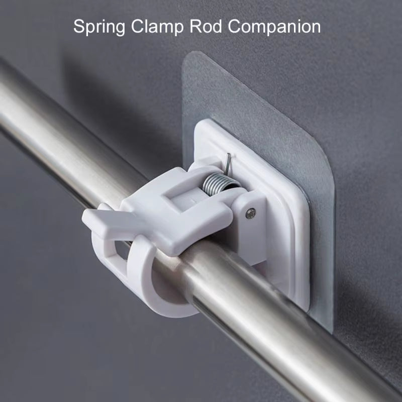 Plastic White Hanging Curtain Rods Home Clamp Hooks Bathroom Shower Curtain Rod Fixed Clip Wall Hooks