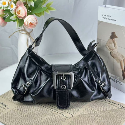 Retro Two-Tone Leather Shoulder Bag