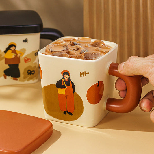 Creamy square ceramic mug