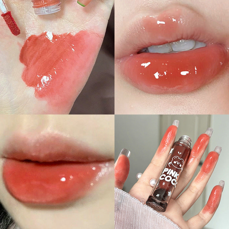 PINKCOCO bear doodle mirror lip glaze