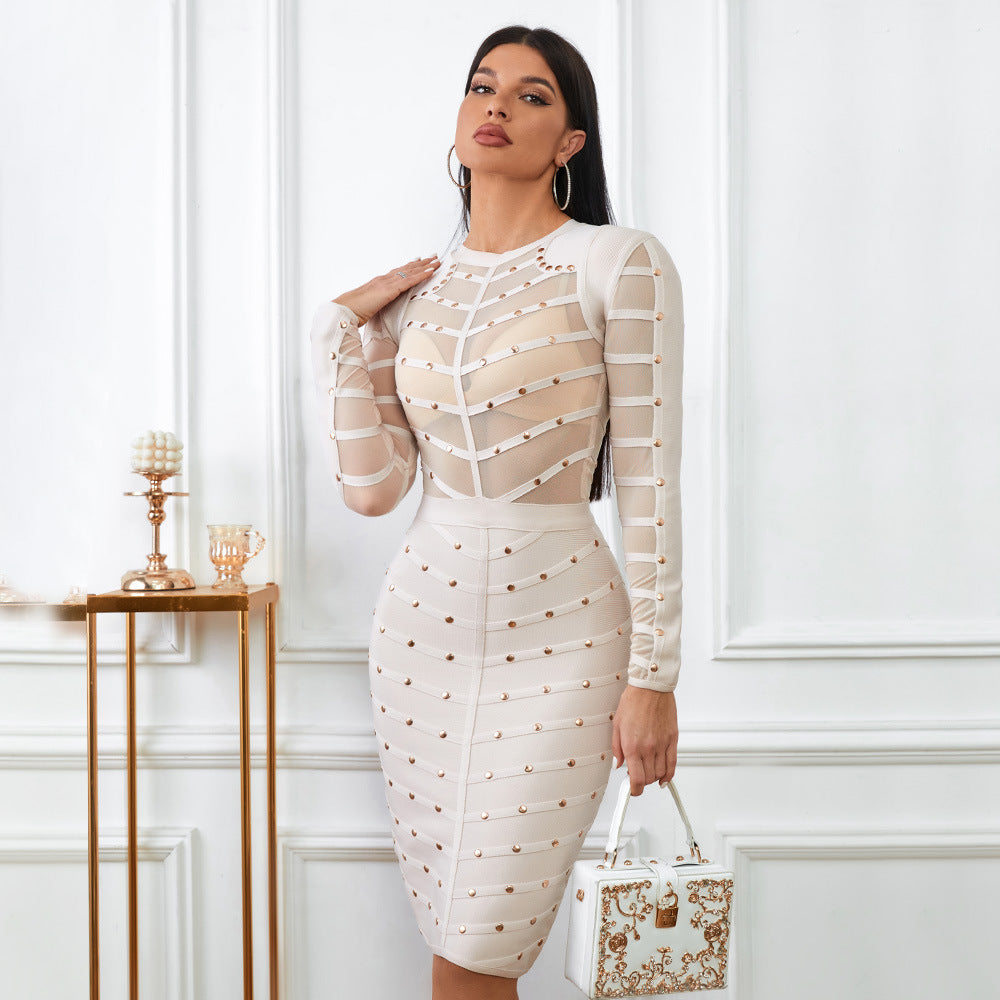Elegant Beaded Bandage Dress