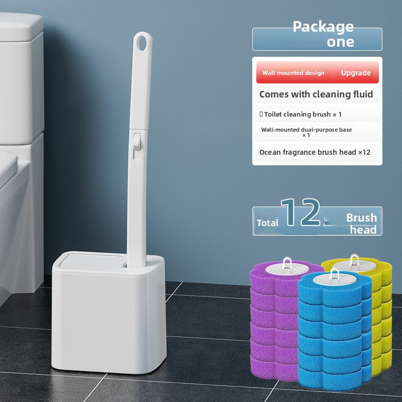 Disposable toilet brush set