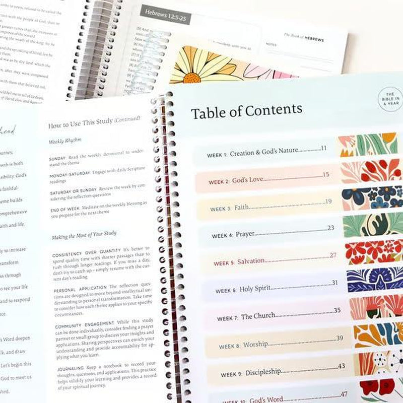 The Bible in a Year, 52-Week Study, a 365-Day Spiritual Journey with Daily Prayer and Notes, Ideal Faith Gift for Men and Women – Christian Workbook Journal Personalize Bible
