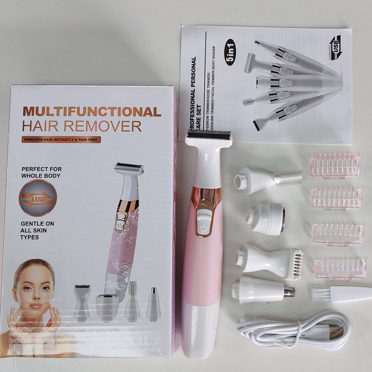 Dual-purpose dry and wet hair removal device