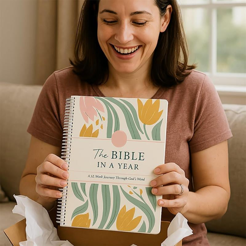 The Bible in a Year, 52-Week Study, a 365-Day Spiritual Journey with Daily Prayer and Notes, Ideal Faith Gift for Men and Women – Christian Workbook Journal Personalize Bible