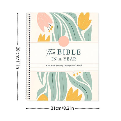 The Bible in a Year, 52-Week Study, a 365-Day Spiritual Journey with Daily Prayer and Notes, Ideal Faith Gift for Men and Women – Christian Workbook Journal Personalize Bible