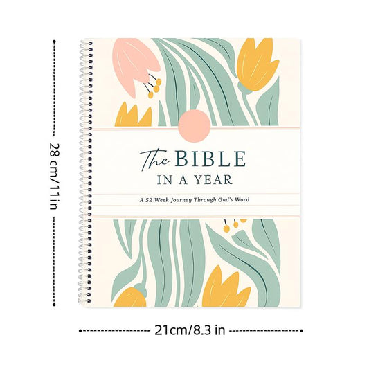 The Bible in a Year, 52-Week Study, a 365-Day Spiritual Journey with Daily Prayer and Notes, Ideal Faith Gift for Men and Women – Christian Workbook Journal Personalize Bible