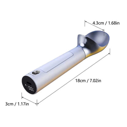 Electric Ice Cream Scoop Heated Spoon Rechargeable with LED Display Easy Scooping Perfect Gift for Ice Cream Lovers Kitchen
