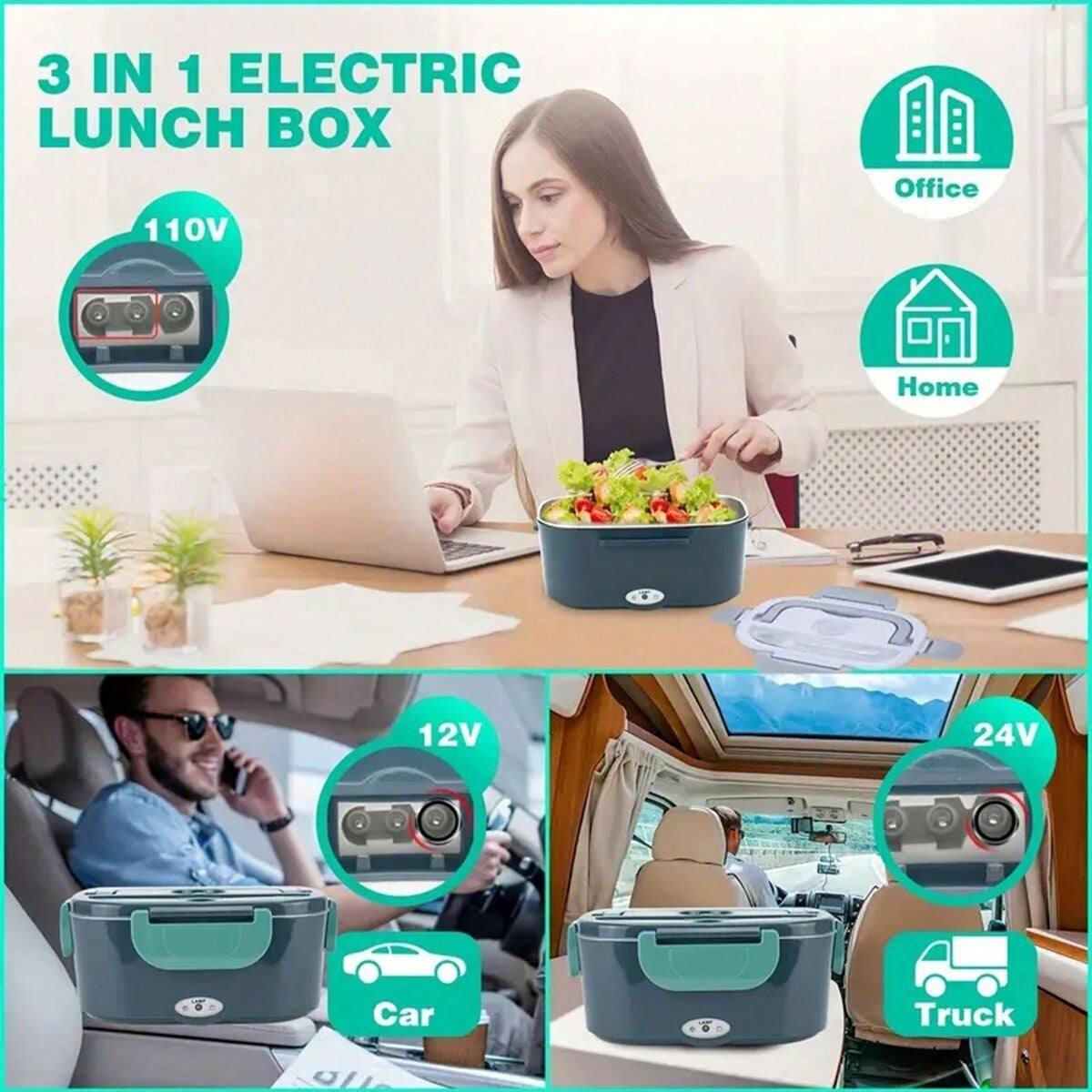 Multi-functional vehicle-mounted electric heating lunch box