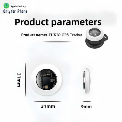 [Summer Deals] Tukio GPS Tracker for Cars & Pets - Mini Clear Design, Weatherproof Case, Anti-Lost Device, Works with Apple Find My Ios Only, IP67 Waterproof, Replaceable Battery Protection