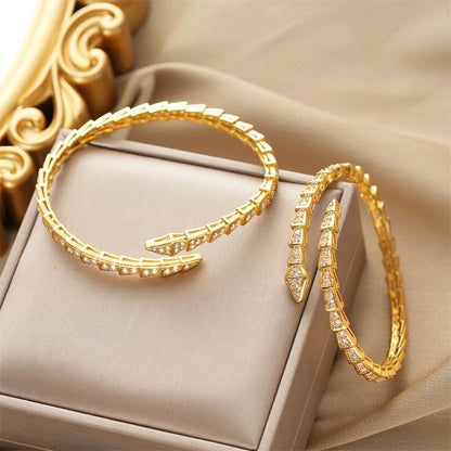 Serpentine Crystal Cuff Bracelet