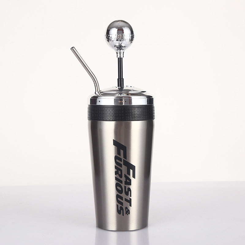 New Vacuum 304 Stainless Steel Car Fun Gear Cup Straw Coffee Cup Kidsren's Passion Straw Fun Cup