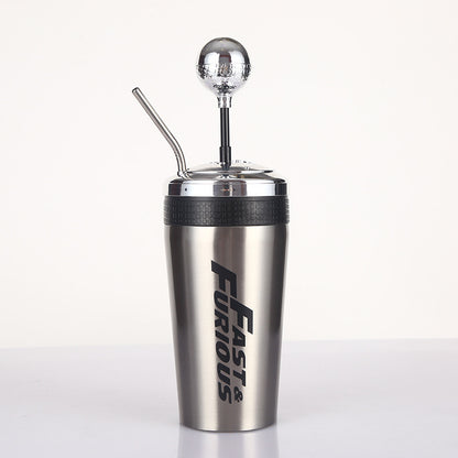 New Vacuum 304 Stainless Steel Car Fun Gear Cup Straw Coffee Cup Kidsren's Passion Straw Fun Cup