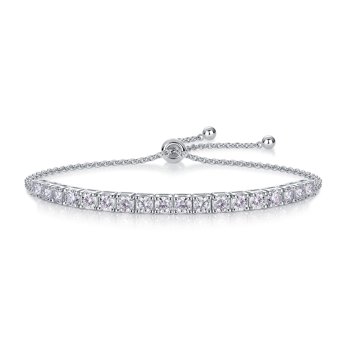 Adjustable Moissanite Tennis Bracelet Sterling Silver