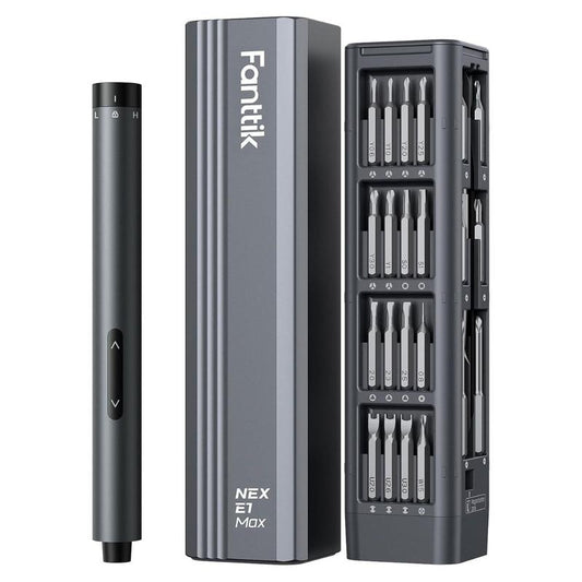 Fanttik E1 MAX 3.7V Mini Electric Screwdriver 50-In-1 Magnetic Bits 5/32''Hex Magnetic Storage, Repair Tool Set for Phone Camera Laptop - Hardware Cordless