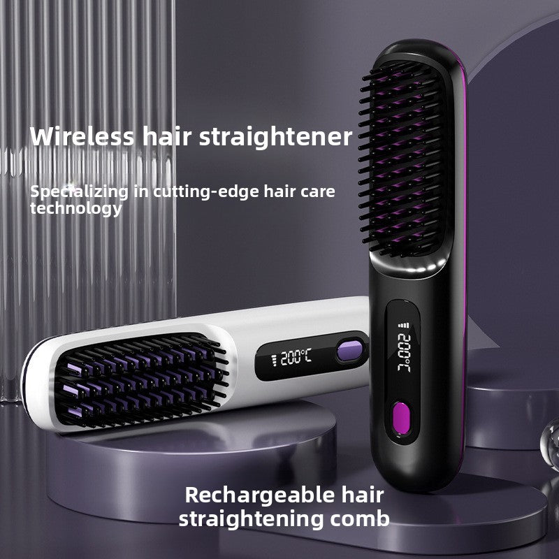 LCD Display USB Rechargeable Ceramic Hair Straightener Comb