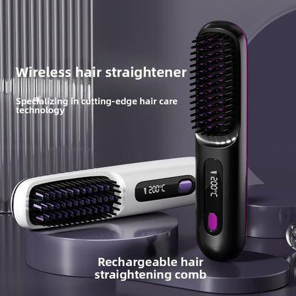 LCD Display USB Rechargeable Ceramic Hair Straightener Comb