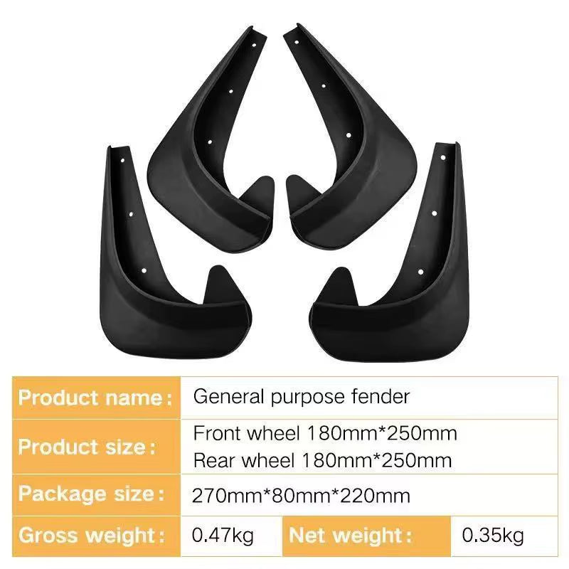 For Universal Compact Car 4PCS Splash Guards Mud Flaps Set No Drill Installation Mudguards Fenders with Mounting Hardware Kit