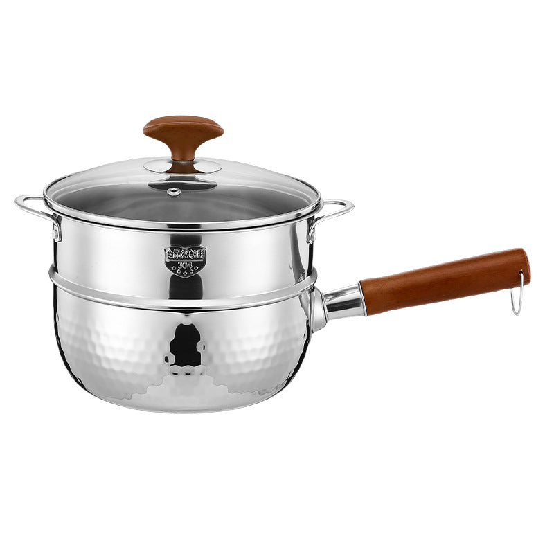Japanese Style Walnut Handle Stainless Steel Milk Pot