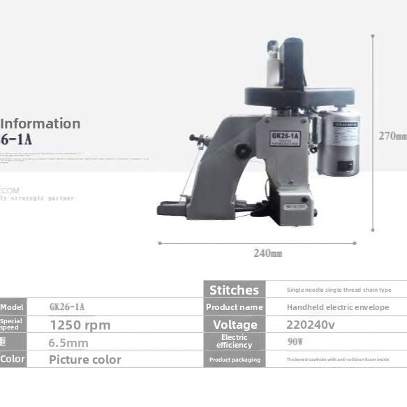 Portable electric sewing and packaging machine