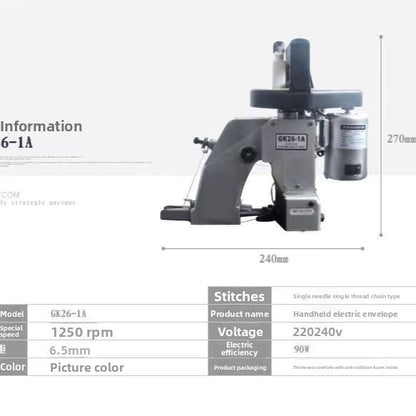 Portable electric sewing and packaging machine