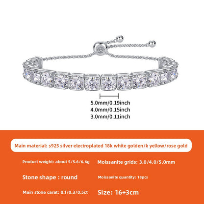 Adjustable Moissanite Tennis Bracelet Sterling Silver