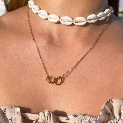 Double Heart Rose Jewelry Box with Necklace