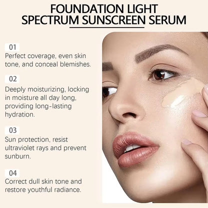 4-In-1 Foundation Liquid Makeup 4 in 1 Foundation Light Spectrum Sunscreen Serum Liquid Hydrating Full Coverage Concealer SPF 50