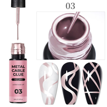 Nail art metal pull wire adhesive