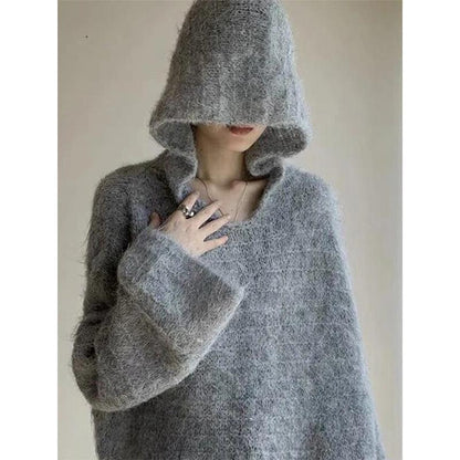 Casual Hooded Knit Sweater for Women