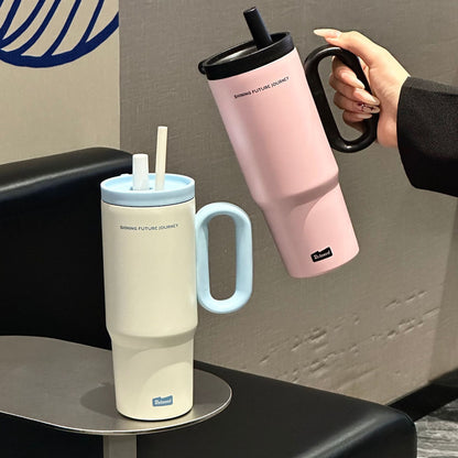 Stainless Steel Insulated Water Cup with Straw and Handle