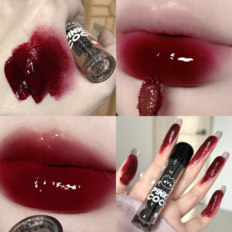 PINKCOCO bear doodle mirror lip glaze