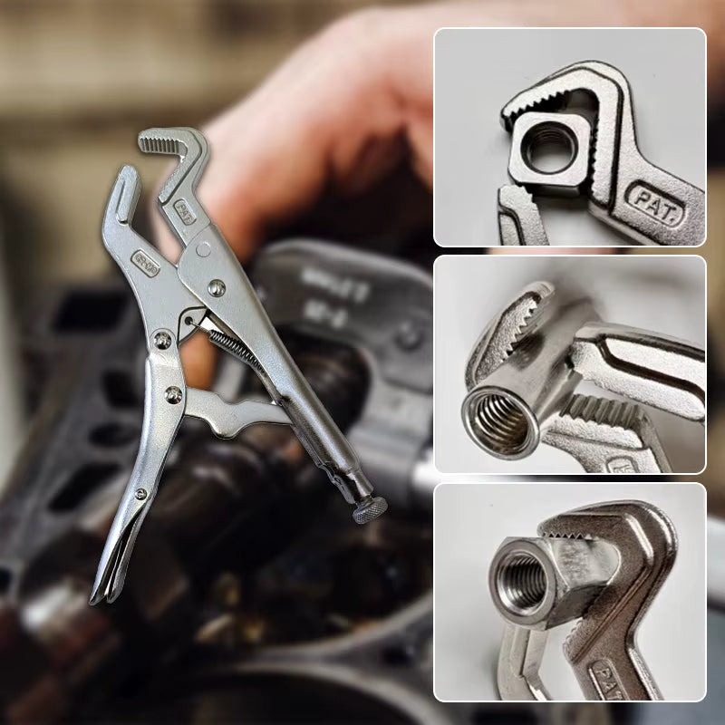 Multifunctional Locking Welding Tool Clamping Pliers Heavy Duty Self-Tightening Pliers Parrot Nose Locking Pliers with Saw-Teeth