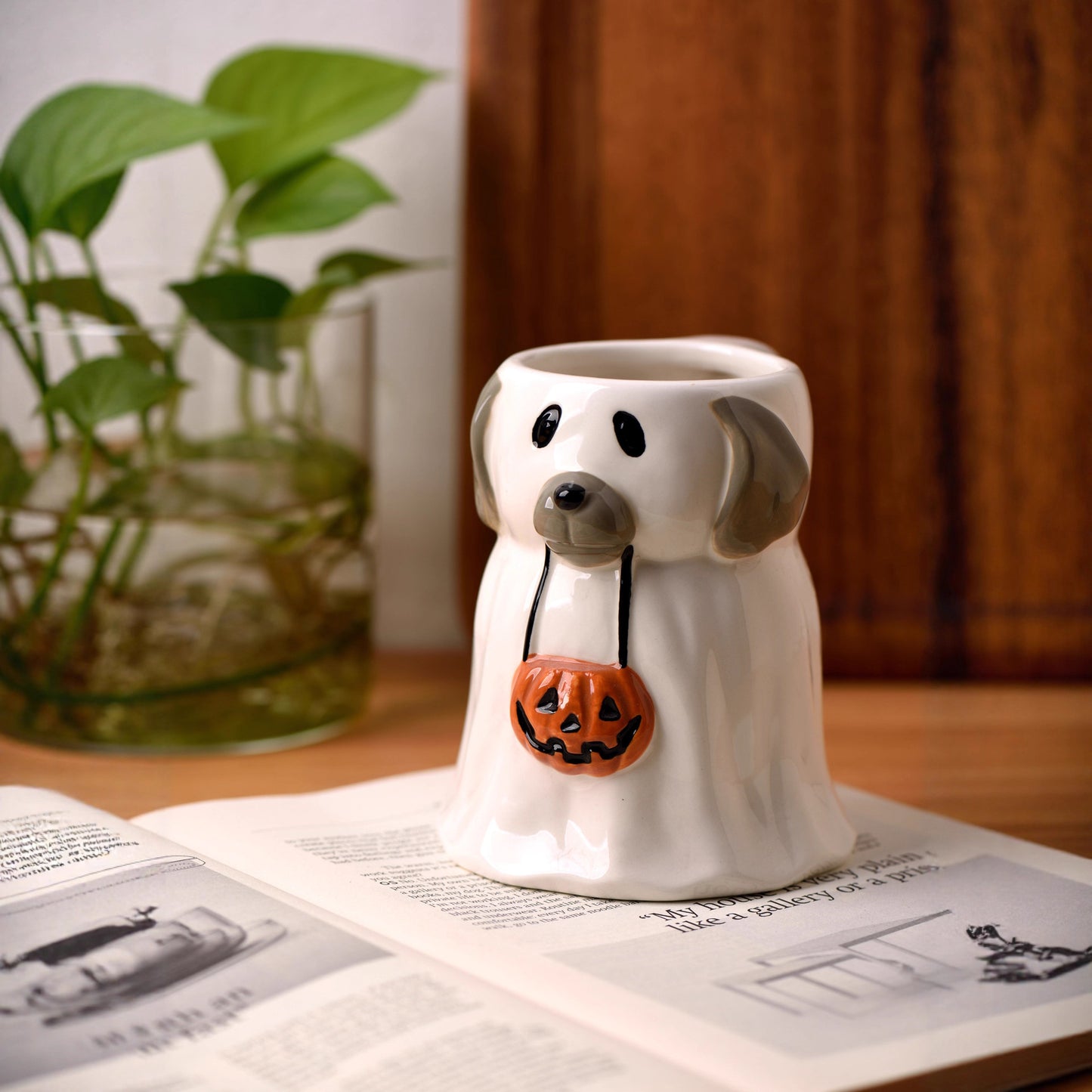 Cute Creative Puppy Hand-Painted Pumpkin Cup