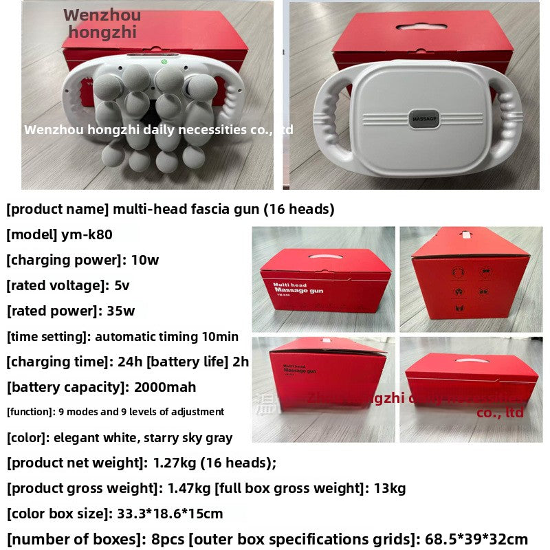 Professional 20-Head Fascia Gun with 9 Modes and 30 Adjustable Levels