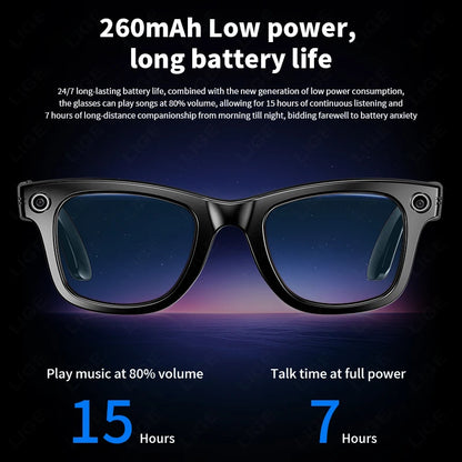 Fashion AI Camera Smart Glasses IP65 Waterproof Bluetooth Call Playing Music Smart Glasses Identify Pictures Use Chatgpt