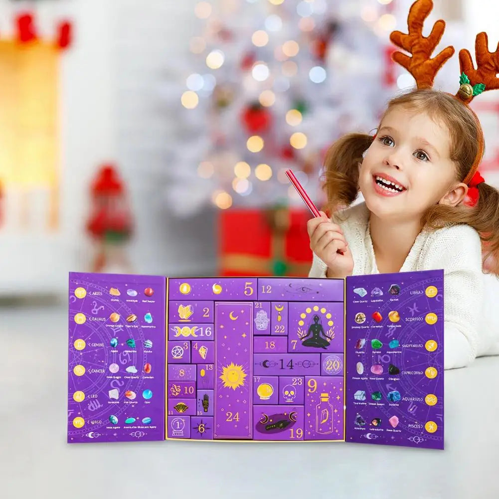 Reiki Crystal Halloween Countdown Gift Box 2025 Healing Stones Advent Calendar Rock Collection Energy Gem Dig Kit