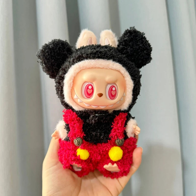 Doll Clothes for 15-17Cm Labubu Pendant Sitting Baby Bee Dinosaur Shark Labubu Dolls Accessories Cute Decoration Little Clothes