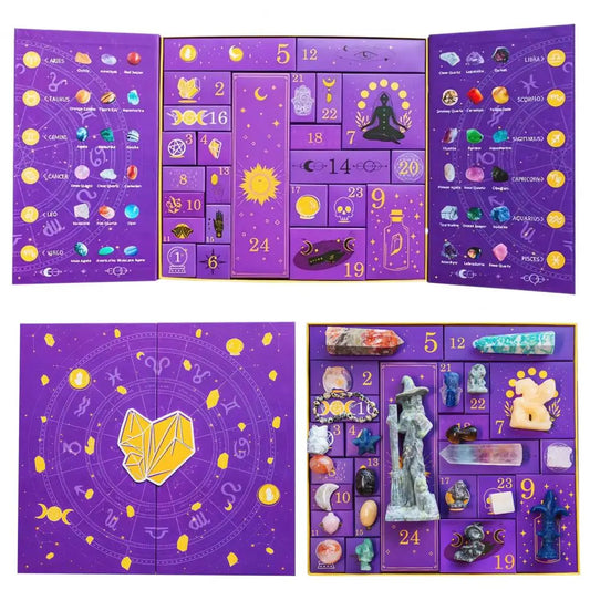 Reiki Crystal Halloween Countdown Gift Box 2025 Healing Stones Advent Calendar Rock Collection Energy Gem Dig Kit