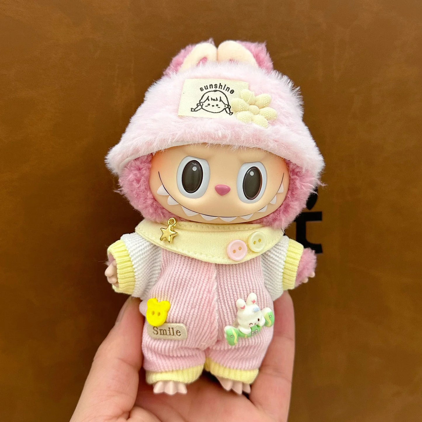 Doll Clothes for 15-17Cm Labubu Pendant Sitting Baby Bee Dinosaur Shark Labubu Dolls Accessories Cute Decoration Little Clothes