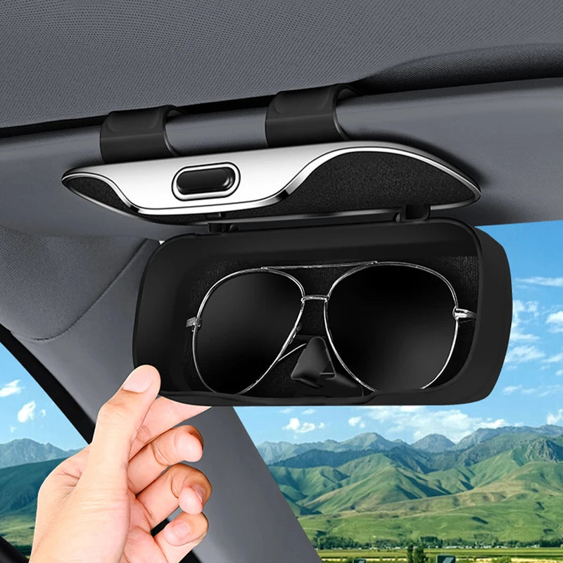 SEAMETAL Car Sun Visor Glasses Case Extra-Large Sunglasses Holder Storage Box Stable Eyeglasses Case Organizer Protection Box