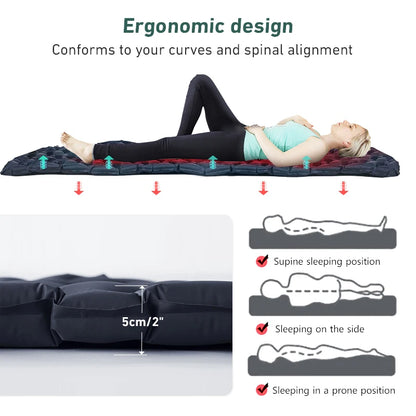 Outdoor Sleeping Pad Camping Inflatable Mattress Ultralight Air Cushion Travel Mat Folding Bed No Headrest for Travel Hiking