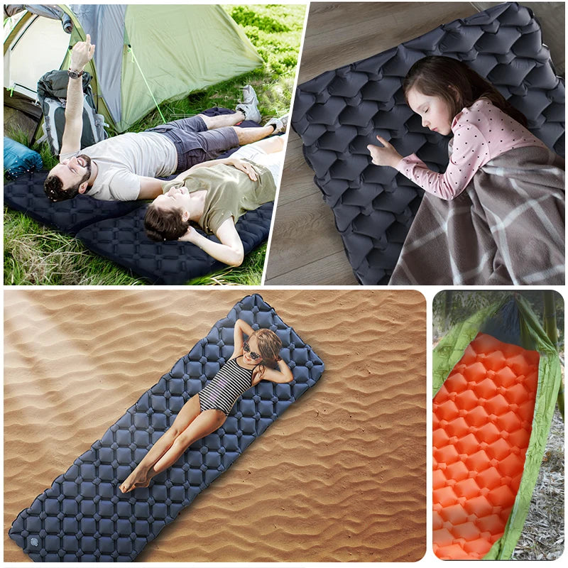 Outdoor Sleeping Pad Camping Inflatable Mattress Ultralight Air Cushion Travel Mat Folding Bed No Headrest for Travel Hiking